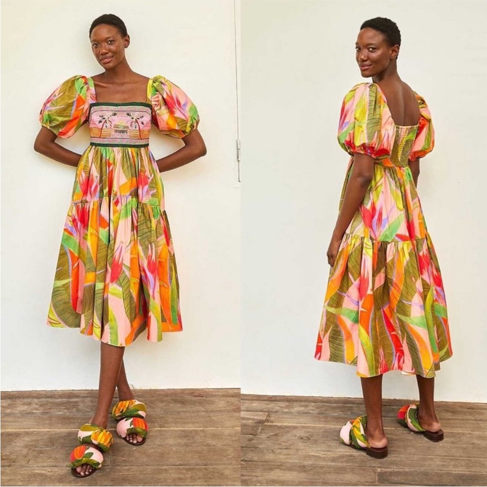 Rare Farm Rio beaded midi dress size xs